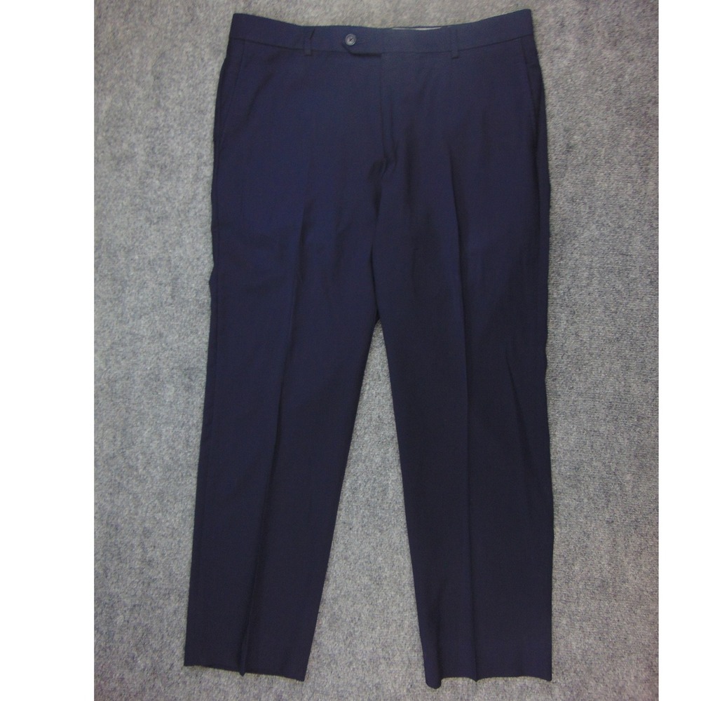 Ballin Dress Pants Mens 35x30 Comfort-EZE Navy Blue Solid Super 120s Wool Luxury